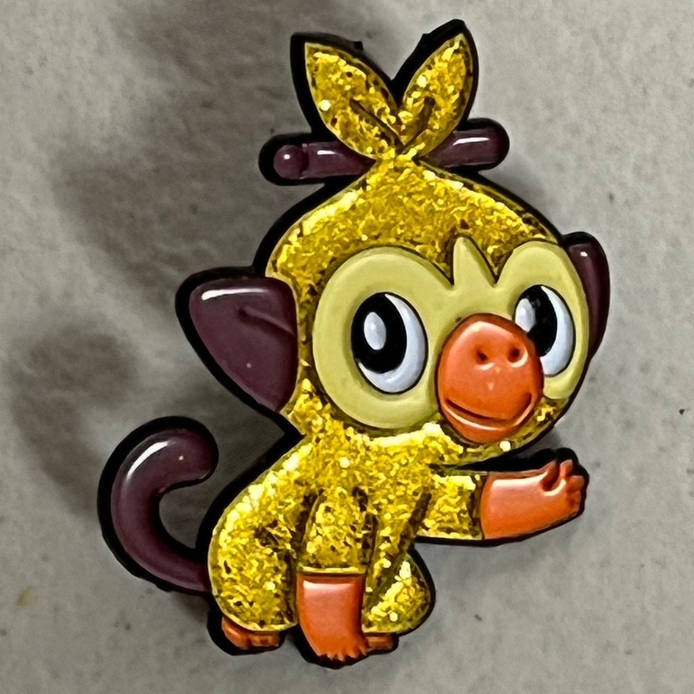 Grookey Glitter Pokemon Enamel Pin Sparkle Yellow Pins Brooch Hat Streetwear